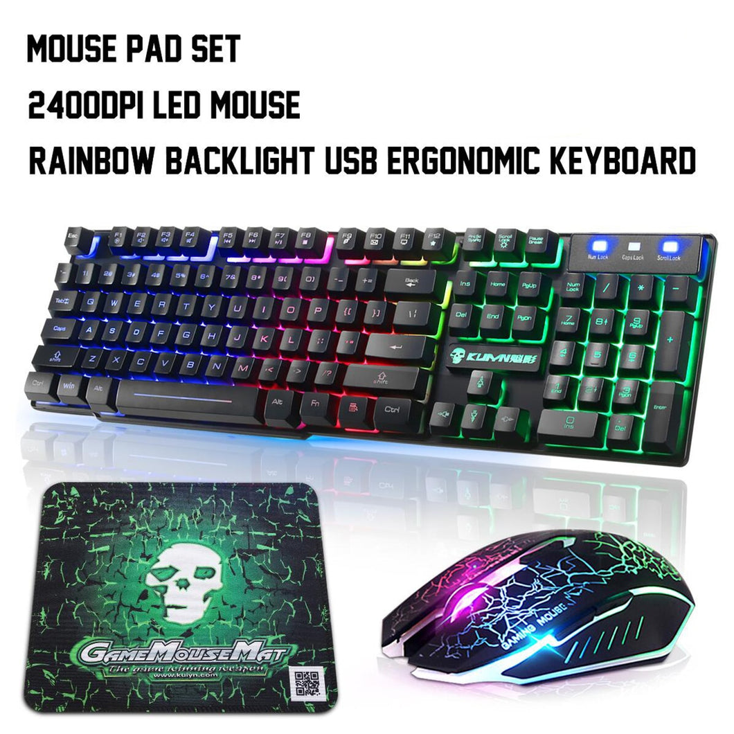 RGB Gaming Wired Keyboard Combo W/ Gaming Mouse and Mouse Pad
